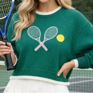 Marled Green Tennis Racket Sweater
